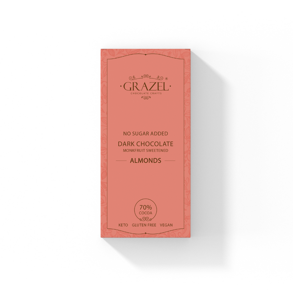 Sugar free Dark Chocolate - Almonds - Classic Bar
