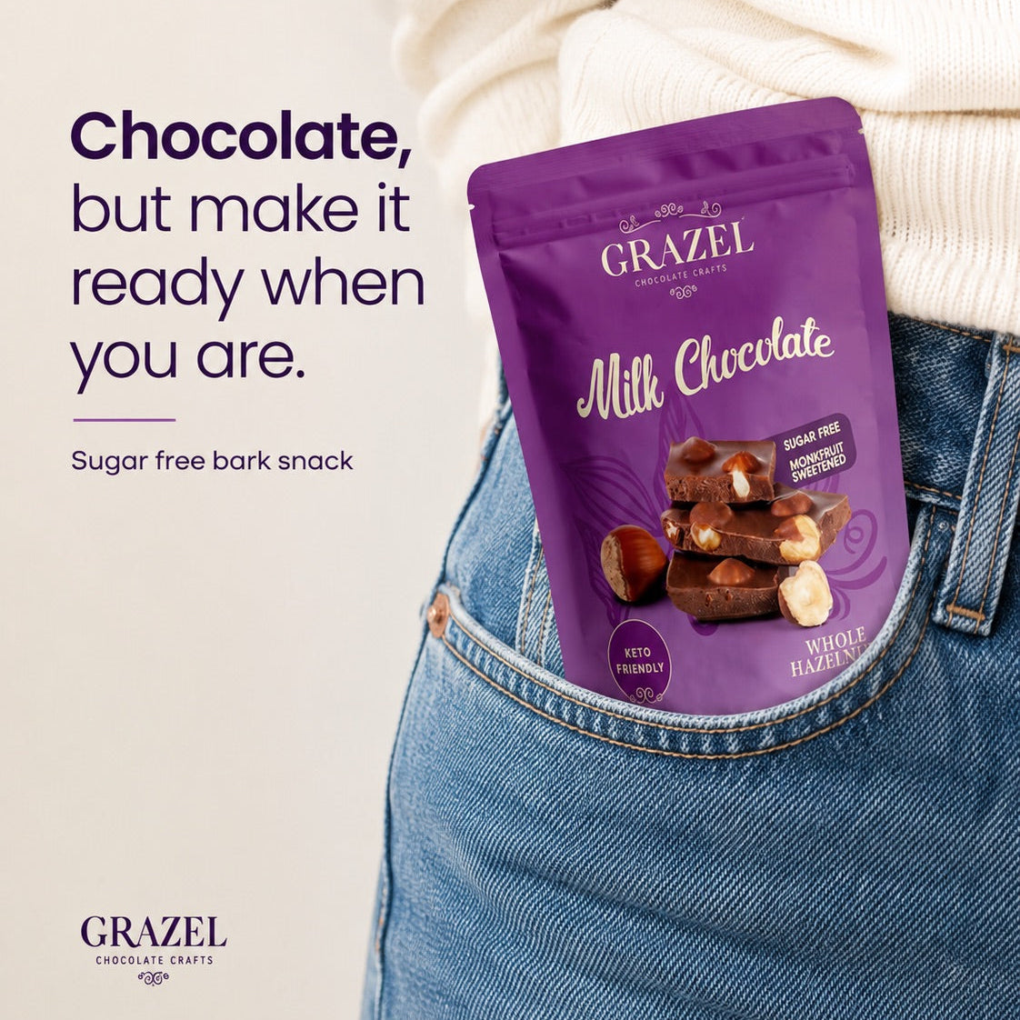 Sugar free Milk Chocolate Whole Hazelnuts – Grazel