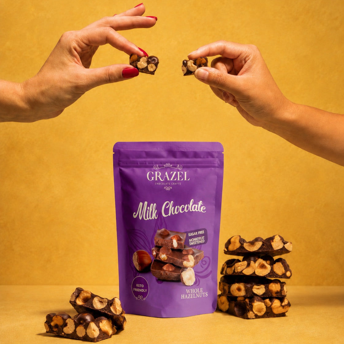 Sugar free Milk Chocolate Whole Hazelnuts – Grazel